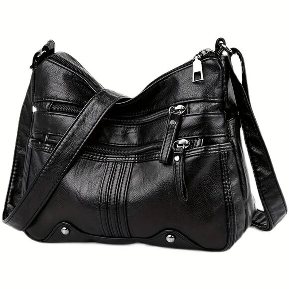 Fashion-Forward‎ Studded Decor Crossbody Bag - Black - Picture 2 of 3